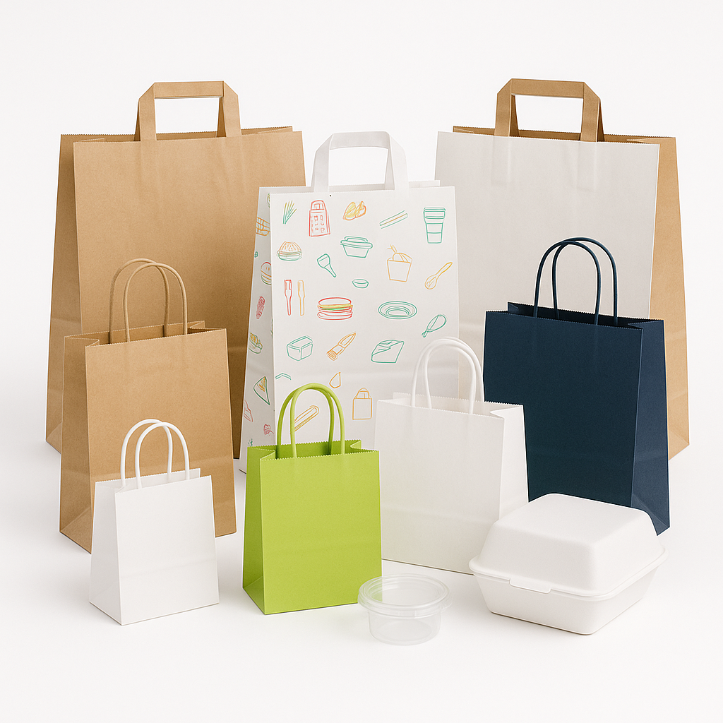 Bolsa de papel reciclado personalizada para comida para llevar