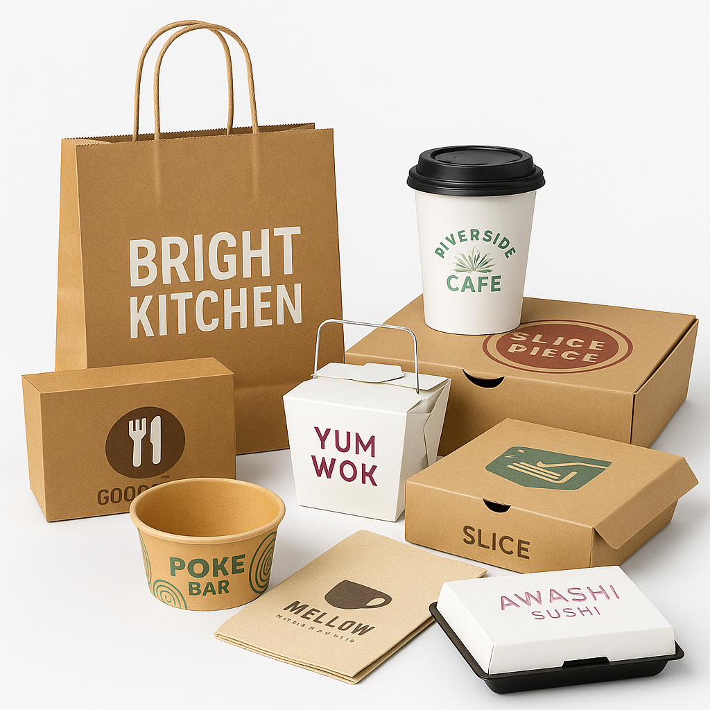 cajas para pizza vasos de cafe bolsas de packaging para restaurantes